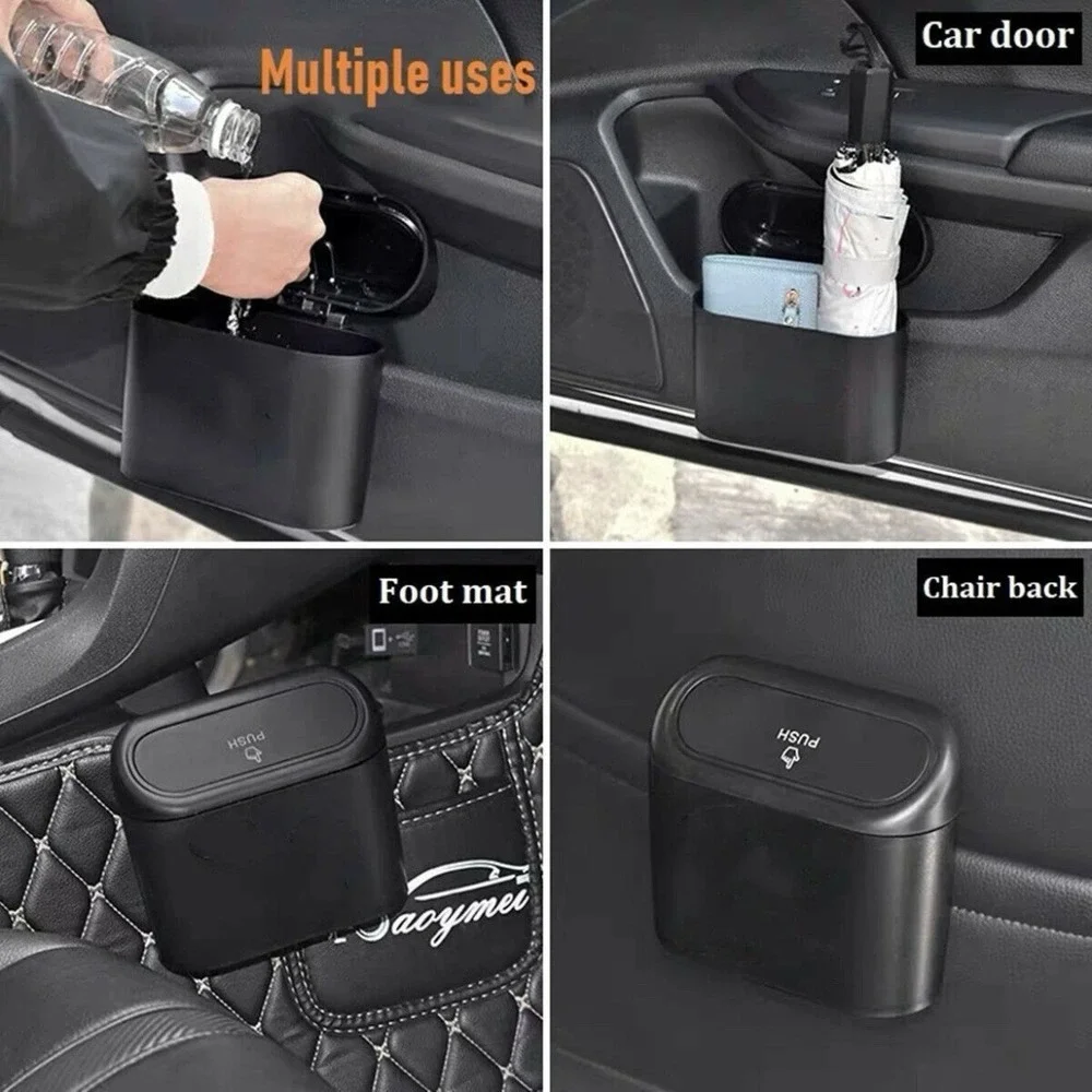 Portable Trash Can Garbage Bin With Lid‎ Leak Proof Interior For Car Home Office